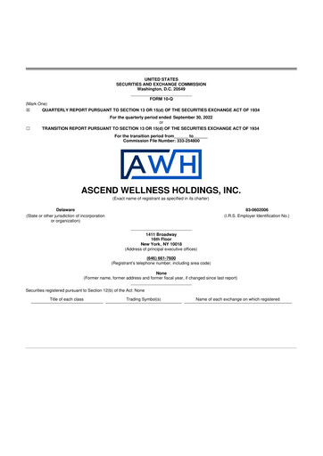 Thumbnail Ascend Wellness (AWH) 10-Q Quarterly Report FY2022 