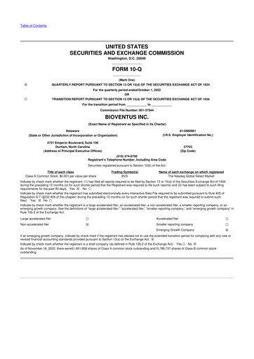 Miniature Bioventus 10-Q Rapport trimestriel 2022 