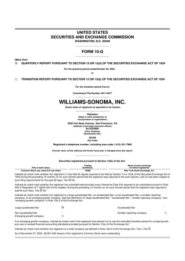Thumbnail Williams-Sonoma 10-Q Quarterly Report FY2022 