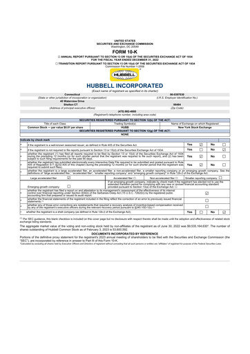 Thumbnail Hubbell 10-K Annual Report 2022