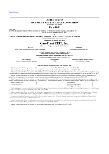 Thumbnail CareTrust REIT
 10-K Annual Report 2022