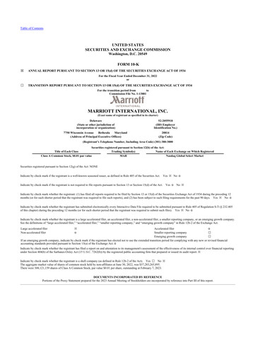 Thumbnail Marriott International 10-K Annual Report 2022