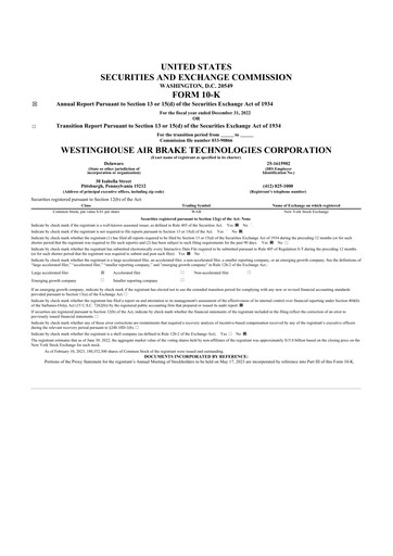 Thumbnail Wabtec 10-K Annual Report 2022