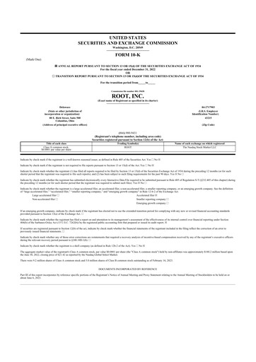 Thumbnail Root Insurance
 10-K Annual Report 2022