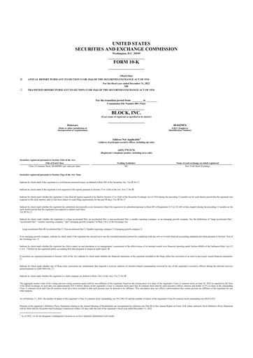 Miniature Block 10-K Rapport annuel 2022