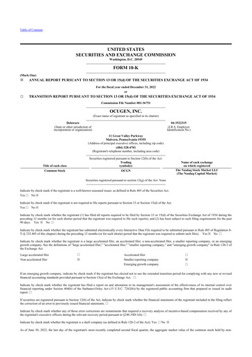 Miniature Ocugen 10-K Rapport annuel 2022