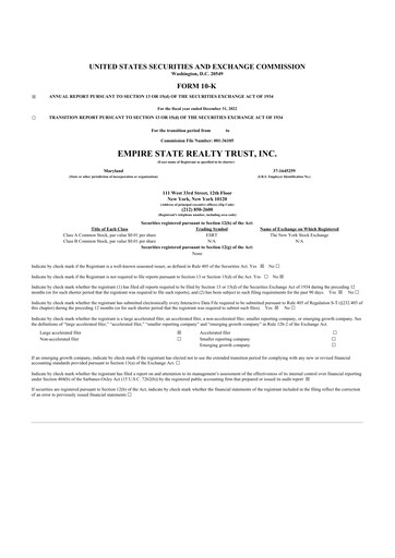 Thumbnail Empire State Realty Trust
 10-K Annual Report 2022