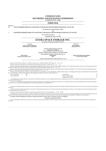 Thumbnail Extra Space Storage
 10-K Annual Report 2022