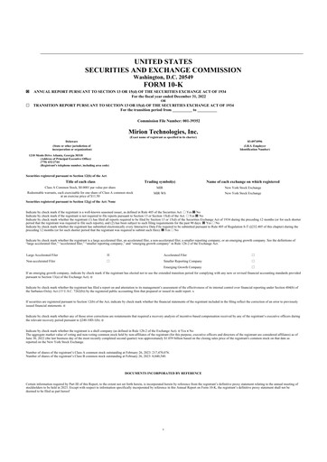 Thumbnail Mirion Technologies 10-K Annual Report 2022