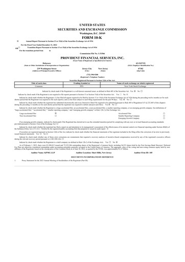 Thumbnail Provident Financial Services 10-K Annual Report 2022