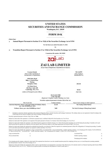 Thumbnail Zai Lab 10-K Annual Report 2022