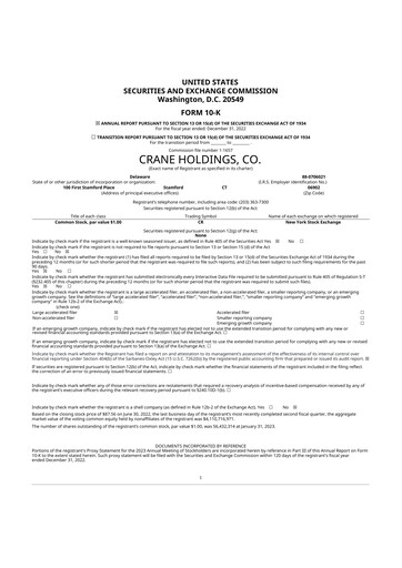 Thumbnail Crane NXT 10-K Annual Report 2022