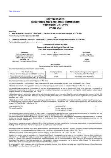 Vorschaubild Faraday Future 10-K Jahresbericht 2022