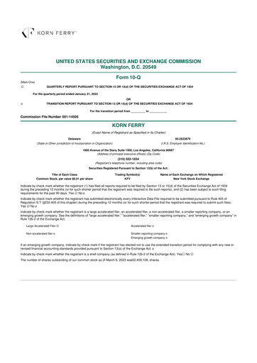 Thumbnail Korn Ferry
 10-Q Quarterly Report FY2023 