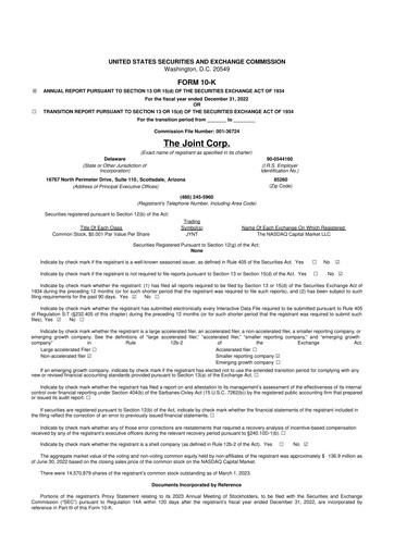 Miniature The Joint Corp. 10-K Rapport annuel 2022