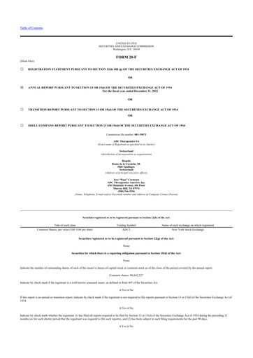 Thumbnail ADC Therapeutics 20-F Annual Report 2022