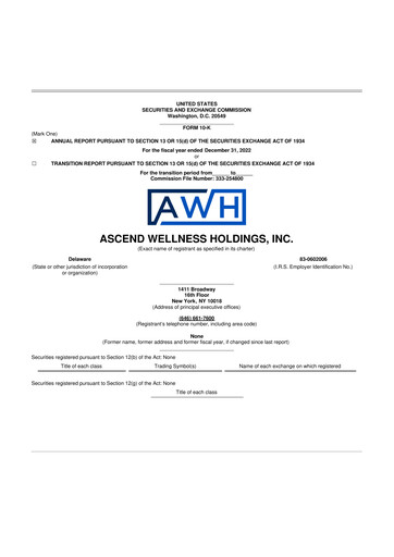 Thumbnail Ascend Wellness (AWH) 10-K Annual Report 2022
