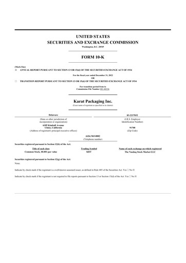 Thumbnail Karat Packaging 10-K Annual Report 2022