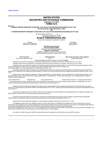 Thumbnail Avalo Therapeutics 10-K Annual Report 2022