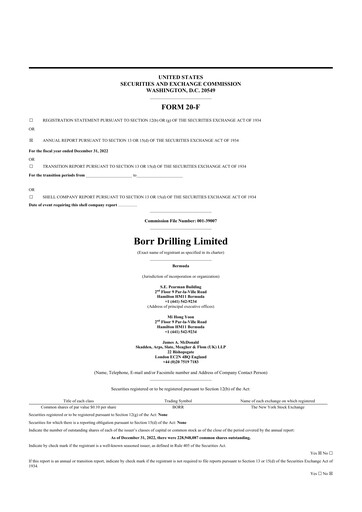 Thumbnail Borr Drilling
 20-F Annual Report 2022