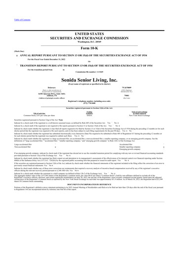 Thumbnail Sonida Senior Living 10-K Annual Report 2022