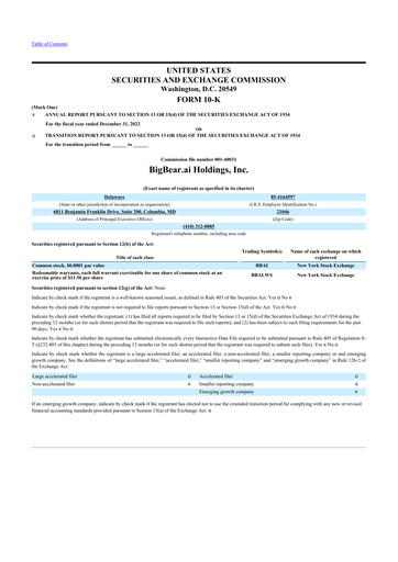 Miniature BigBear.ai 10-K Rapport annuel 2022