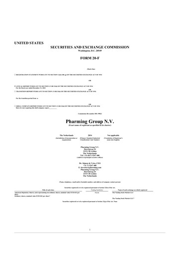 Thumbnail Pharming Group 20-F Annual Report 2022