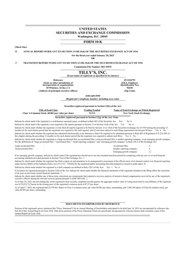 Thumbnail Tillys
 10-K Annual Report 2022