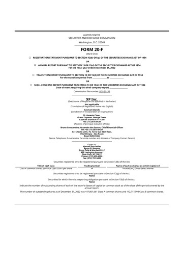 Thumbnail XP Inc. 20-F Annual Report 2022