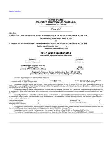 Thumbnail Hilton Grand Vacations
 10-Q Quarterly Report FY2023 