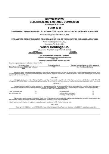 Thumbnail Vertiv Holdings
 10-Q Quarterly Report FY2023 