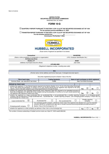 Thumbnail Hubbell 10-Q Quarterly Report FY2023 