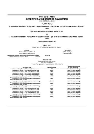 Vorschaubild Aon 10-Q Quartalsbericht 2023 