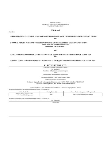 Thumbnail Elbit Systems
 20-F Annual Report 2022