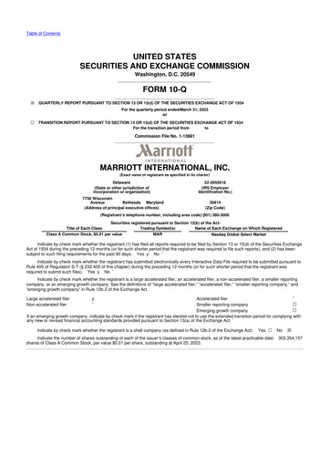 Vorschaubild Marriott International 10-Q Quartalsbericht 2023 