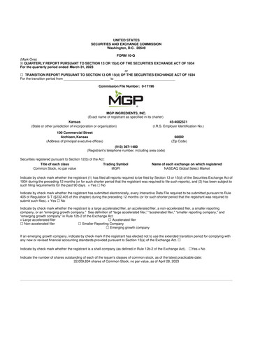 Thumbnail MGP Ingredients 10-Q Quarterly Report FY2023 