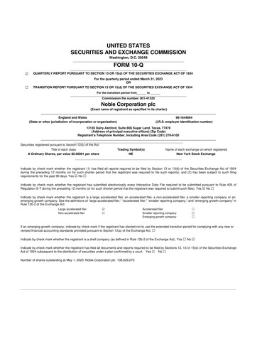 Thumbnail Noble Corporation
 10-Q Quarterly Report FY2023 