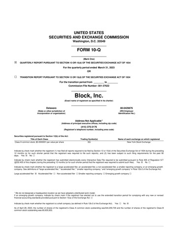 Miniature Block 10-Q Rapport trimestriel 2023 