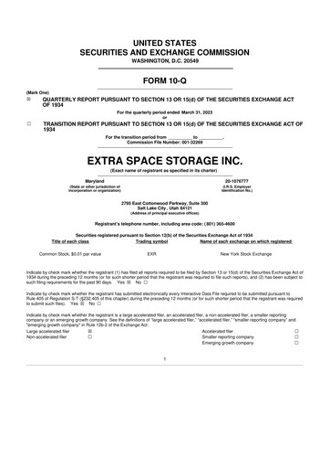 Miniature Extra Space Storage
 10-Q Rapport trimestriel 2023 
