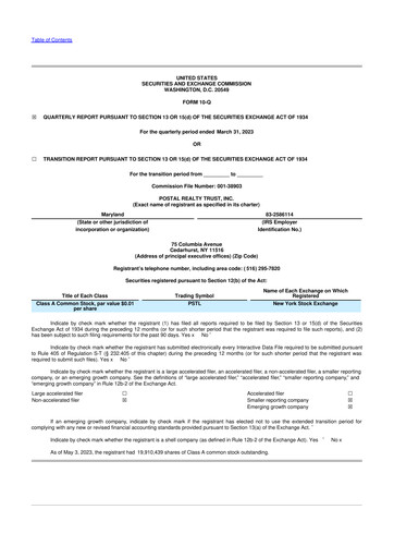 Miniature Postal Realty Trust 10-Q Rapport trimestriel 2023 