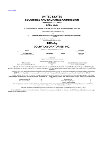 Thumbnail Dolby 10-Q Quarterly Report FY2023 