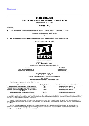 Miniature FAT Brands 10-Q Rapport trimestriel 2023 