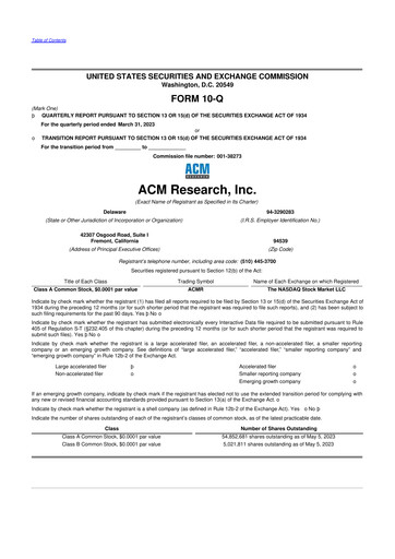 Thumbnail ACM Research
 10-Q Quarterly Report FY2023 