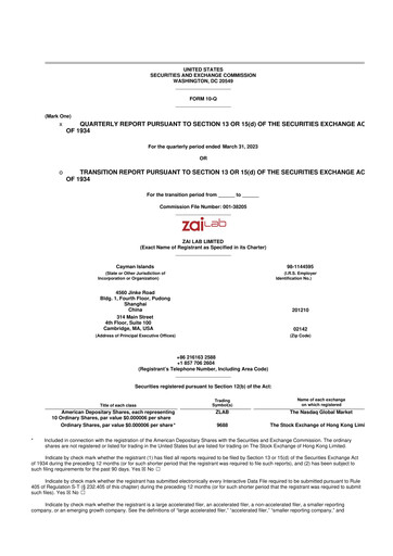 Thumbnail Zai Lab 10-Q Quarterly Report FY2023 