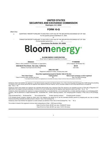 Miniature Bloom Energy
 10-Q Rapport trimestriel 2023 