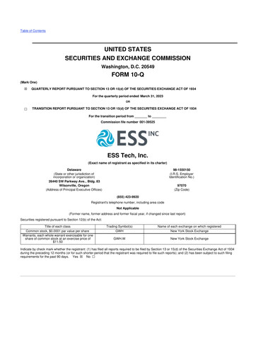 Thumbnail ESS Tech 10-Q Quarterly Report FY2023 