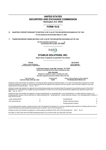 Thumbnail Stabilis Solutions 10-Q Quarterly Report FY2023 