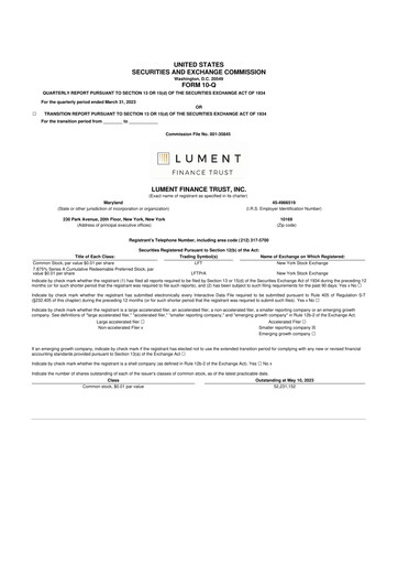 Vorschaubild Lument Finance Trust 10-Q Quartalsbericht  