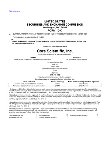 Vorschaubild Core Scientific 10-Q Quartalsbericht 2023 