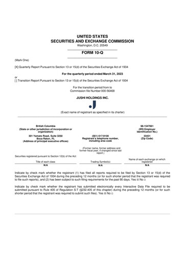 Thumbnail Jushi Holdings 10-Q Quarterly Report FY2023 